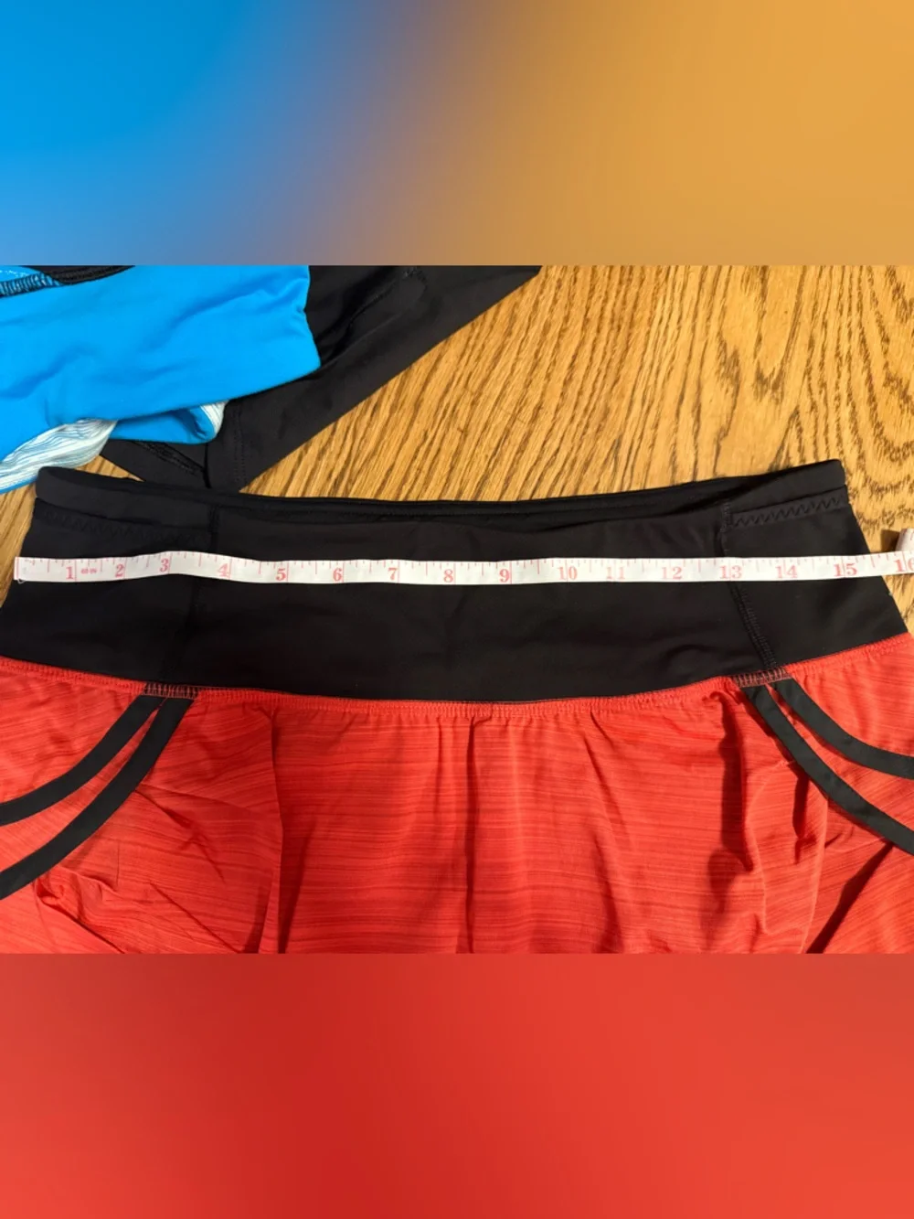 Lululemon Speed Squad Running Skirt with shorts black and red stripe 6